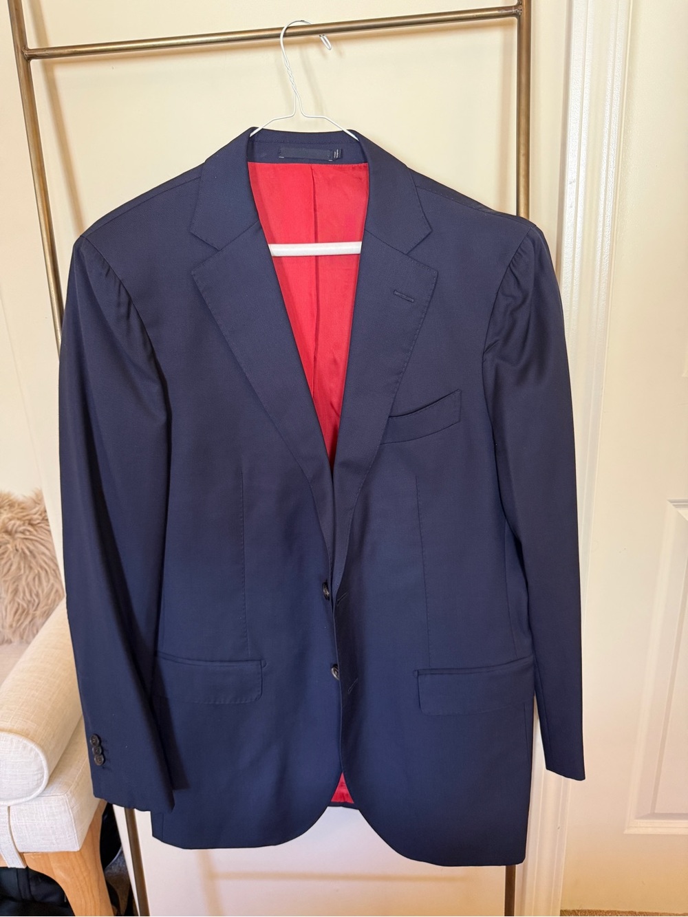 Suitsupply Navy Blazer with Red Interior